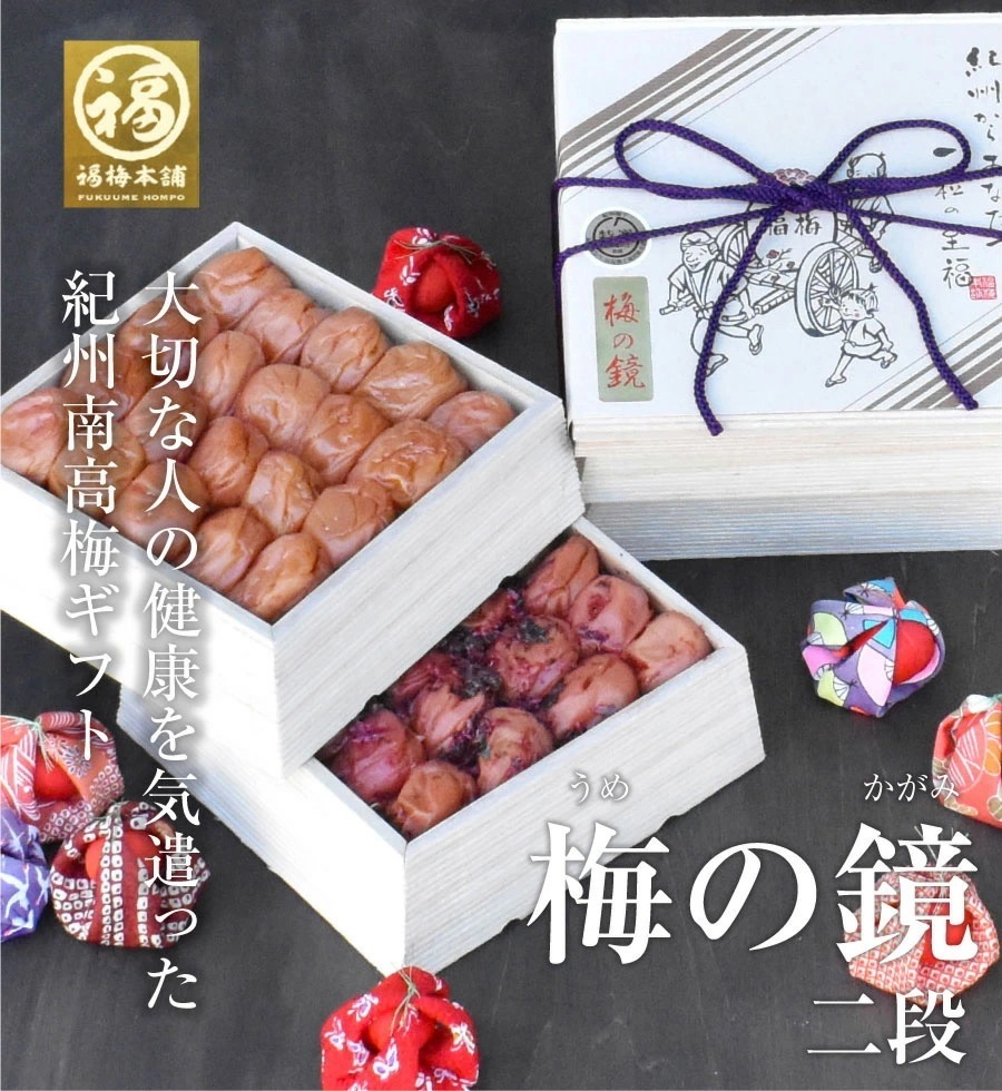 梅干し ギフト プレゼント はちみつ 南高梅干し 和歌山 南高梅 贈答 お礼 お返し 木箱 梅の鏡二段