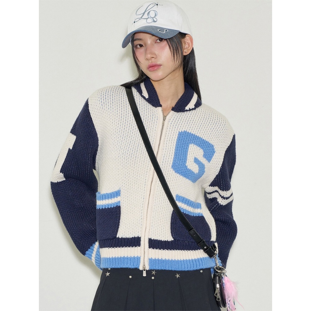 ILLIGO IG バーシティニットジップアップアイボリー