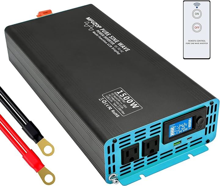インバーター 1500W 正弦波 24V DC～110V AC ピーク3000W リモコン付き USBおよびType C充電伝送 LCD液晶ディスプレイ( 1500W 24V)