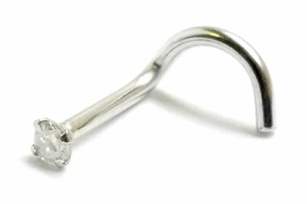 14金 ホワイトゴールド ダイヤモンド 鼻ピアス 18G ダイヤ 品質 クラリティ PK2 3.0mm 18ゲージ 本物 メンズ レディース プレゼント ノーズスクリュー w14pk2-nsc-30