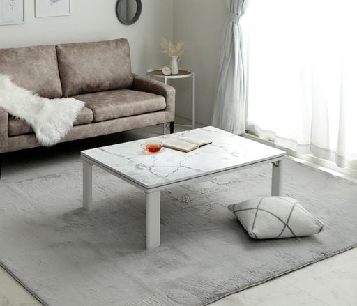 イケヒコ こたつ テーブル 台 机 長方形 アルトII ホワイト 約75*105CM ローテーブル 折れ足 大理石調 韓国インテ オールシーズン 年間 新生活 話題 #1380000031414