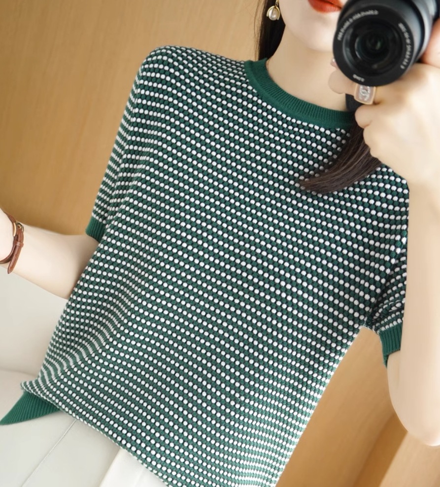 トップス デート モテアイテム カットソー 半袖 Uネック ワッフル 大人可愛い きれいめ 上品 おしゃれ かっこいい 大人可愛い ラブリー キュート ガーリー クール モード系 セクシー エレガント