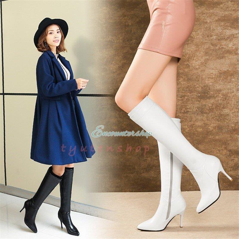 新作 トレンド ブーツロングブーツ ニーハイブーツ レディース短靴ピンヒールスリッポンシューズショートブーティー走れるパンプス美脚防寒ブーツ秋冬用26.5ｃｍ