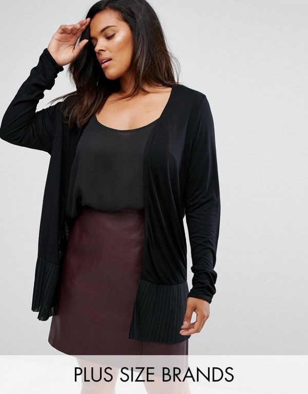 Junarose レディース 大きめサイズ ゆったりサイズ 送料無料 Black Longline Cardigan With Pleat Hem