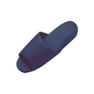 （まとめ）抗菌ビニールレザー調スリッパ（前開き） ダークブルー 30足