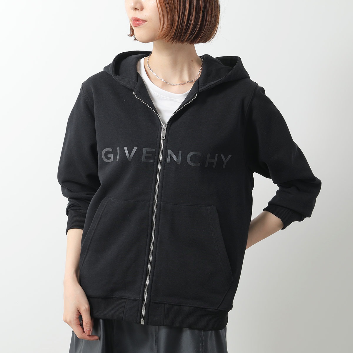 GIVENCHY KIDS ジバンシィ キッズ パーカー H30939 レディース ガールズ ロゴ ジップアップ スウェット 長袖 09B/BLACK