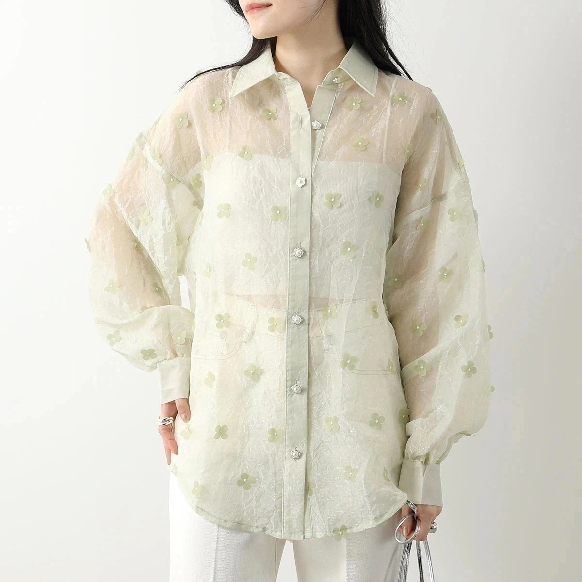 Sister Jane シスタージェーン 長袖 シャツ Eden Floral Oversized Shirt BLD138 レディース ブラウス シアー 花 【mega】