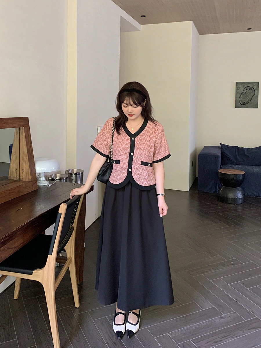 【ぽちゃまに】 夏新品 上下セット 大きいサイズ ブラウス＋スカート 体型カバー レトロ レディース セットアップ メガ割30%までに制限