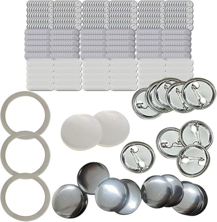 缶バッジ 素材セット 艶面 光沢タイプ 缶バッジマシーン用 パーツセット 専用ガスケット付き(300個, 直径32mm)