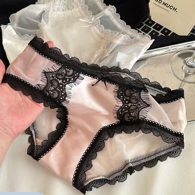 【1点ご購入 で10点プレゼントいたします】薄手のサテンシルクスリップレースレースレースレースレースレースレースレースレースレディース三角パンツローウエストぶつかり色微透柔綿股少女