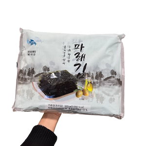 【韓国コストコ純正品/並行輸入品】 オリーブオイル焼き海苔（青のり入り）40g × 8袋セット【96枚入】ご飯のお供＆ヘルシーおやつに人気！大容量