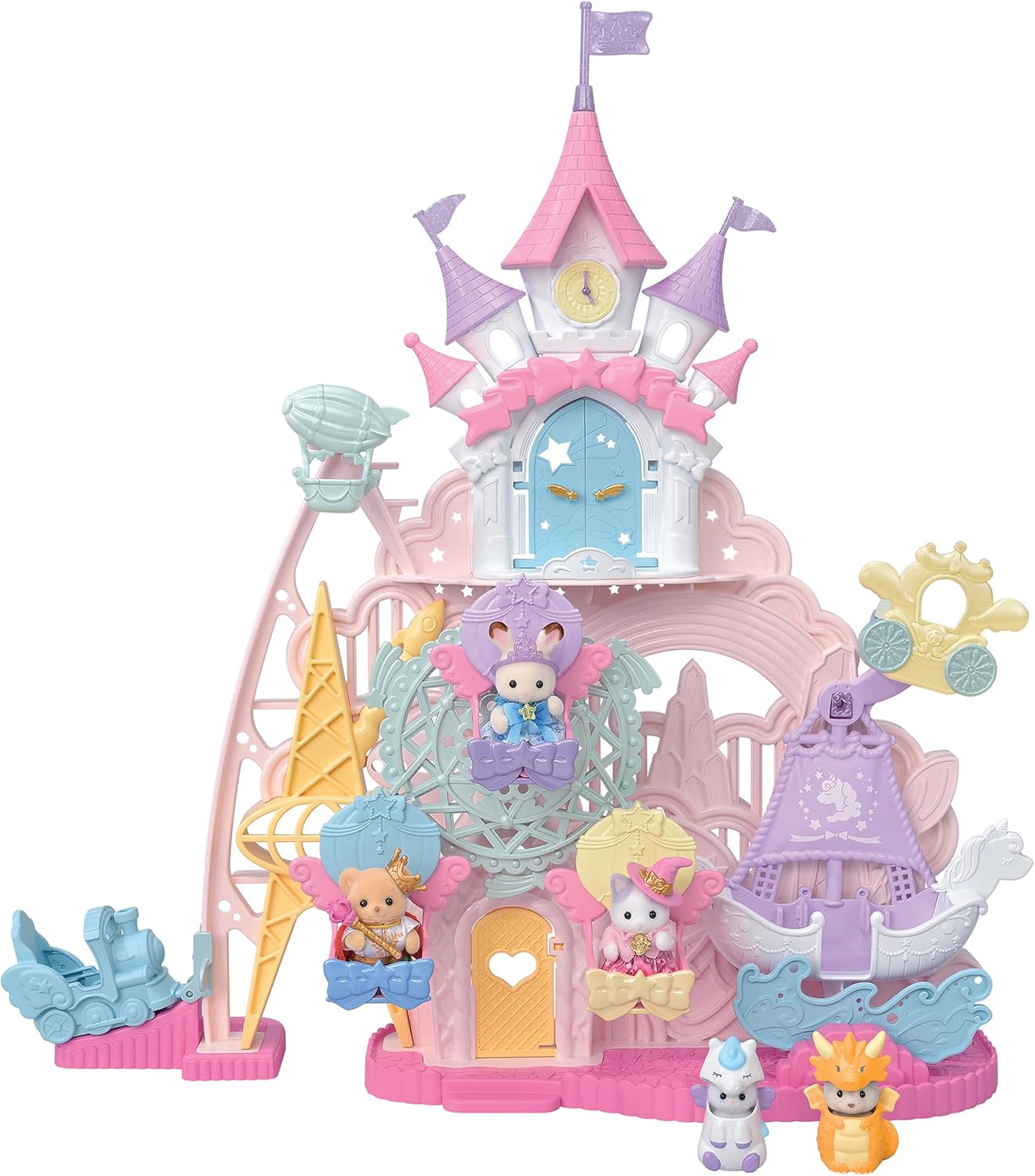 シルバニアファミリー ゆうえんち 【 お城のゆめいろゆうえんち -ハピネスドリーム- 】 ｺ-81 STマーク認証 3歳以上 おもちゃ ドールハウス Sylvanian Families エポック社人形