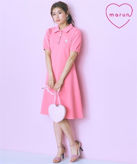 ロング・マキシ丈/半袖 大きいサイズ キャット刺しゅうポロワンピース marun 6,936円