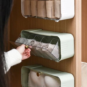 新流行 11シンプルで省スペースな下着壁面収納下着下着靴下ホーム寮壁掛け下着収納ボックス 1001 ライトラグジュアリーグリーン 1002 エレガントホワイト新流行