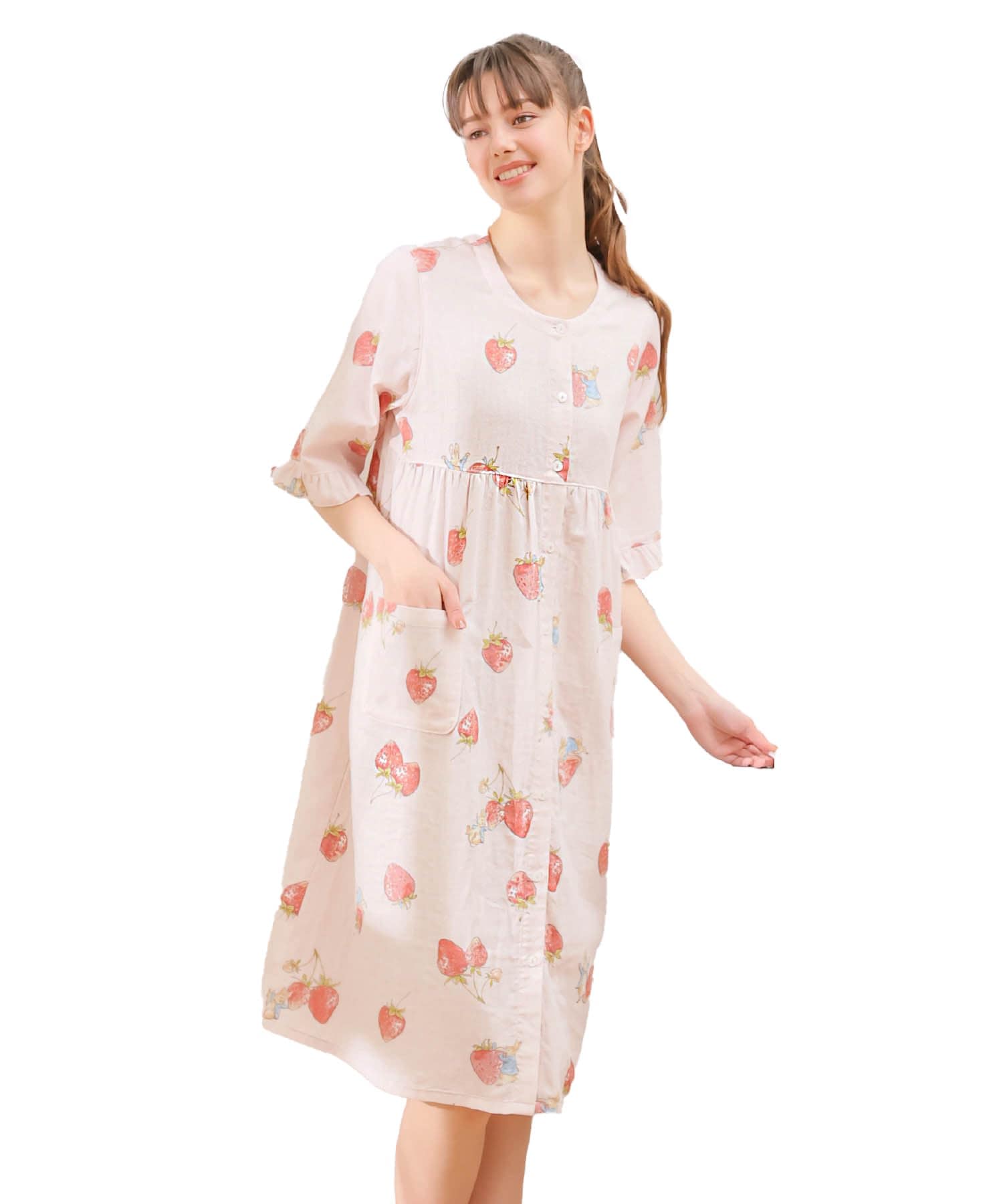 [ナルエー] ナイトシャツ ピーターラビットダブルガーゼワンピース レディース