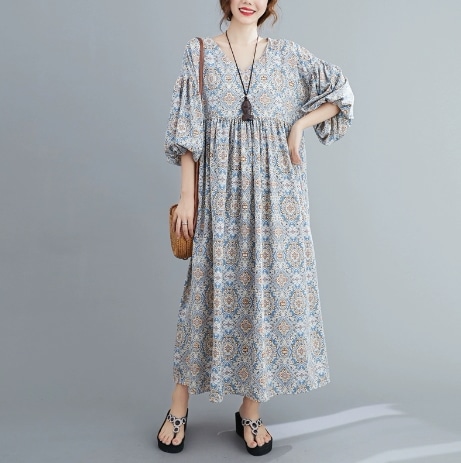 ワンピース ロング丈 アンクル丈 袖あり 5分袖 Vネック フレア Aライン 大人可愛い きれいめ シンプル 上品 おしゃれ お洒落 大人可愛い 大人女子 エレガント 春 夏 秋 20代 30代