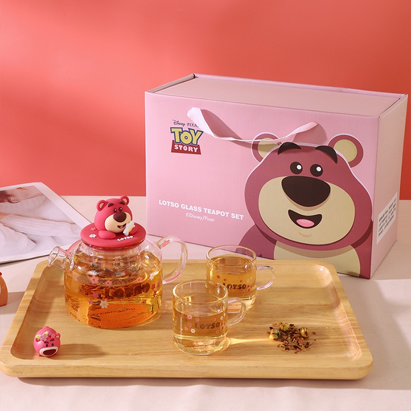 イチゴ熊家庭用高ホウ素シリコン1ポット2杯ガラス茶器セットギフトボックス入り高ルックスお土産