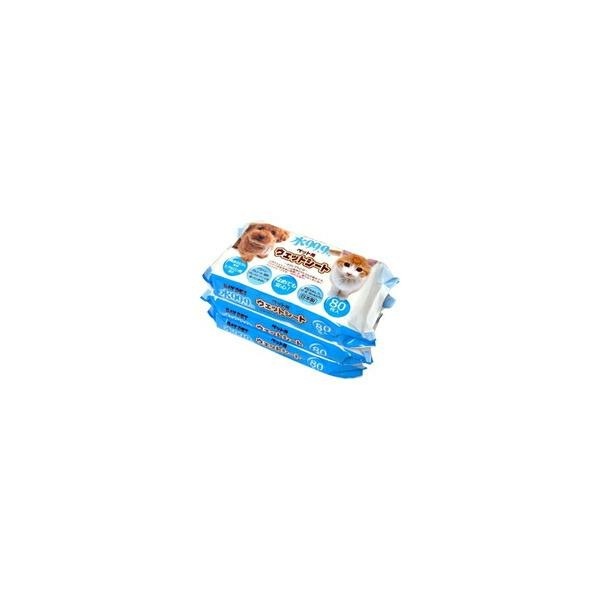 【1ケース】【お取り寄せ対象品】水99.9％ ペット用ウェットシート(80枚入*3コパック) *16個