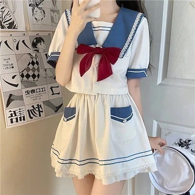 ガールナビゲーター 服 Jk制服スーツ 和装カレッジ風 ブルーサマーネイビー風 半袖真韓夏スーツ