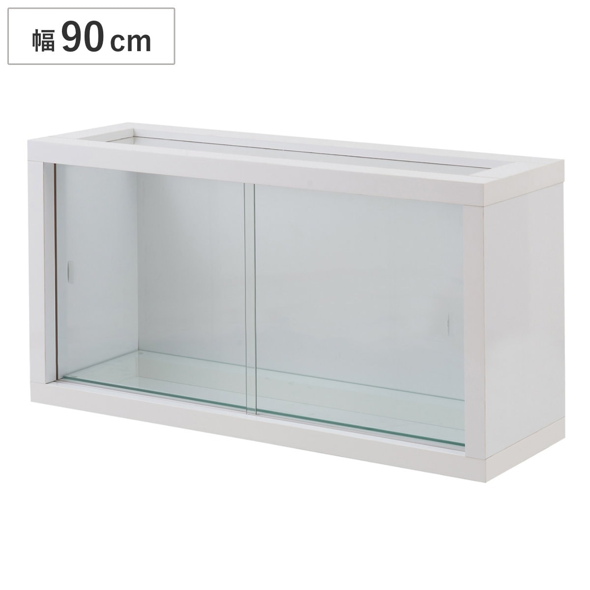 コレクションボード オープンタイプ 幅90cm 艶有り仕上げ recta コレクションラック ディスプレイ 収納 棚 引出し 艶あり 組み合わせ ガラス天板 ハイグロス仕上げ 引き戸 ホワイト