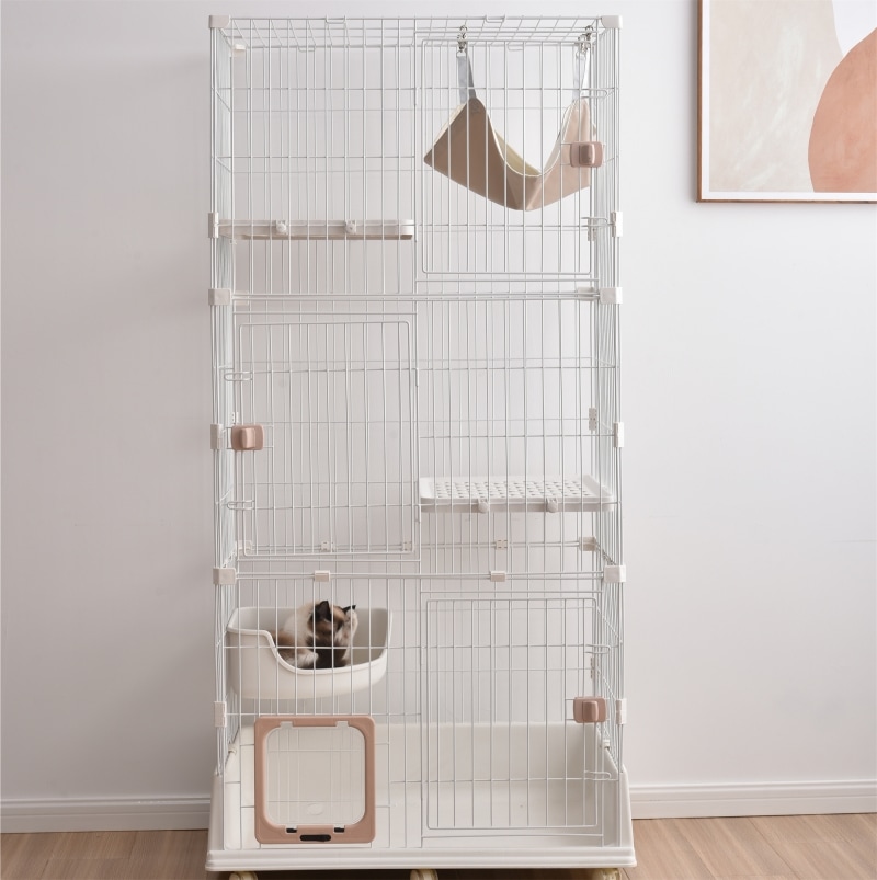猫ケージ キャットケージ 3段 ペットケージ キャスター付 猫ゲージ 大型 多頭飼い ネコドア キャットハウス 1段2段可能 留守番 保護 脱走防止 おしゃれ