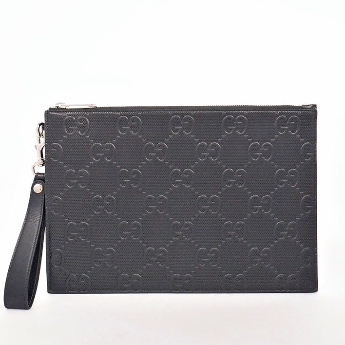【新品同様】グッチ GGロゴ シルバー金具 GGエンボス メンズ 【クラッチバッグ】