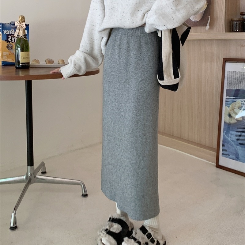 ボトムス ミモレ丈スカート ハイウエスト ストレート ウエストゴム ミモレ丈 かわいい 大人可愛い きれいめ シンプル 上品 おしゃれ かっこいい カジュアル こなれ感 個性的 主役級 存在感 抜け感