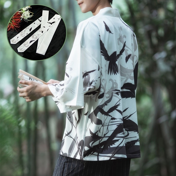 メンズ レディース 羽織 振袖 和柄 カーディガン 羽織り コート 浴衣 ゆったり 開襟シャツ 和式パーカー 鳥柄 花柄 カラス 竹柄 夏 日焼け止め服 冷房対策 紫外線防止 男女兼用 夏祭り 花火大