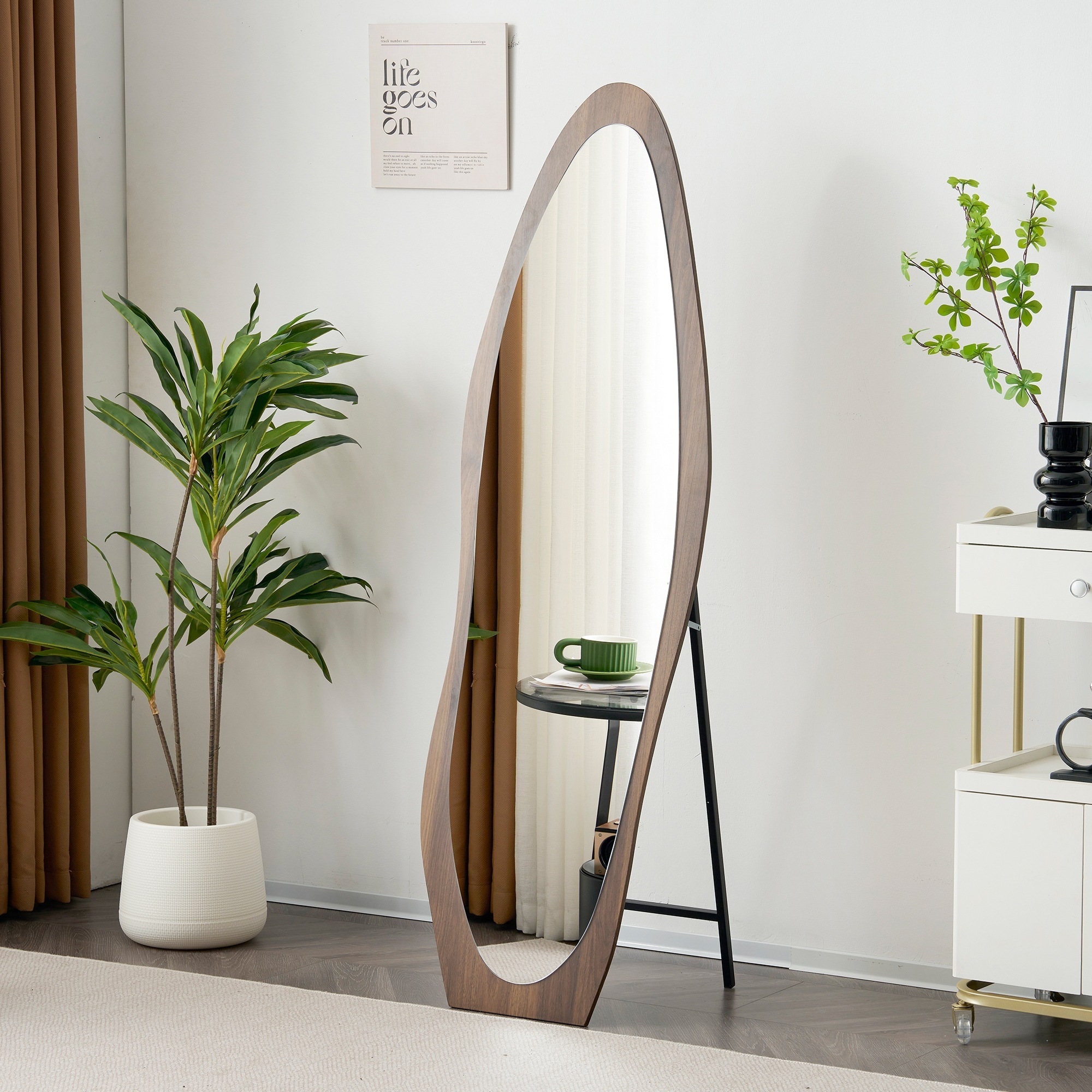 全身鏡 鏡 姿見 スタンドミラー ミラー 立て掛け 壁掛け かわいい 大きいミラー 160×51cm 鏡高さ144.5×幅40cm レトロ パイン材 お洒落 モ 13,362円