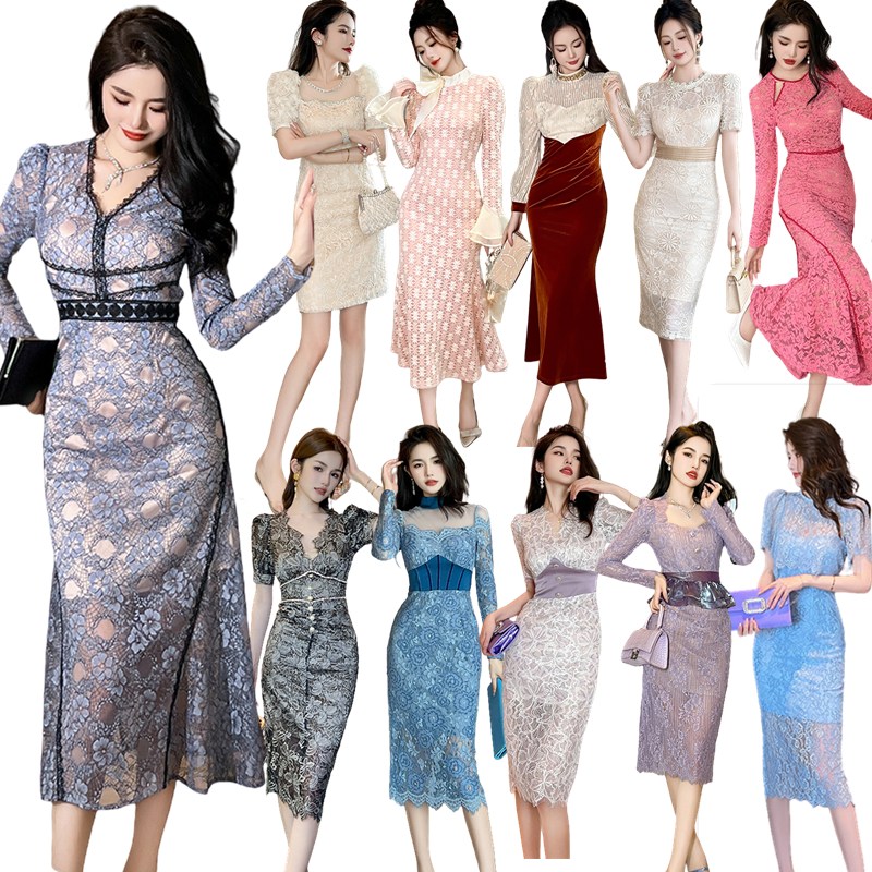 【JY.上品】レースドッキング ドレス マーメイド パーティー キャバ 大人 同窓会 披露宴 卒業式 結婚式 演奏会 ウェディング 二次会 メガ割 5,211円