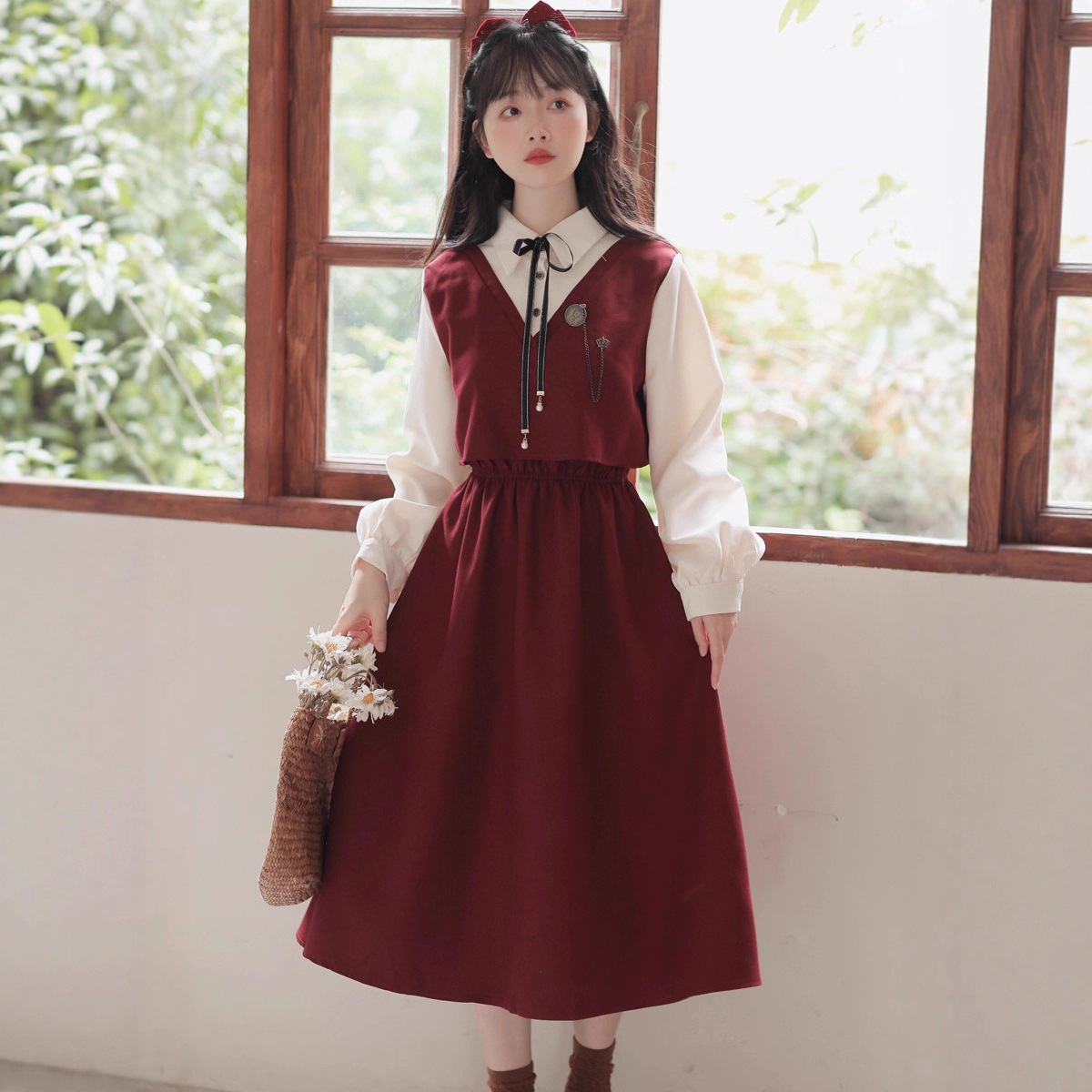 【急速出荷】送.料.無.料.秋 冬は腰をすぼめてやせて見える色 減齢 ロングスカート ワンピース 5,131円