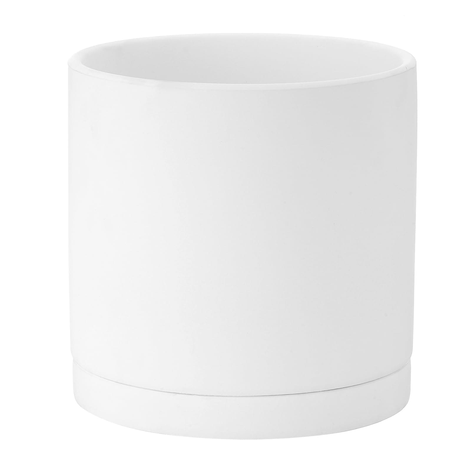 PATIKIL 7インチ / 17cm セラミック プランター 鉢植え 受け皿 付き 排水穴 あり インテリア 観葉植物 多肉植物 ハーブ 用 ホワイト