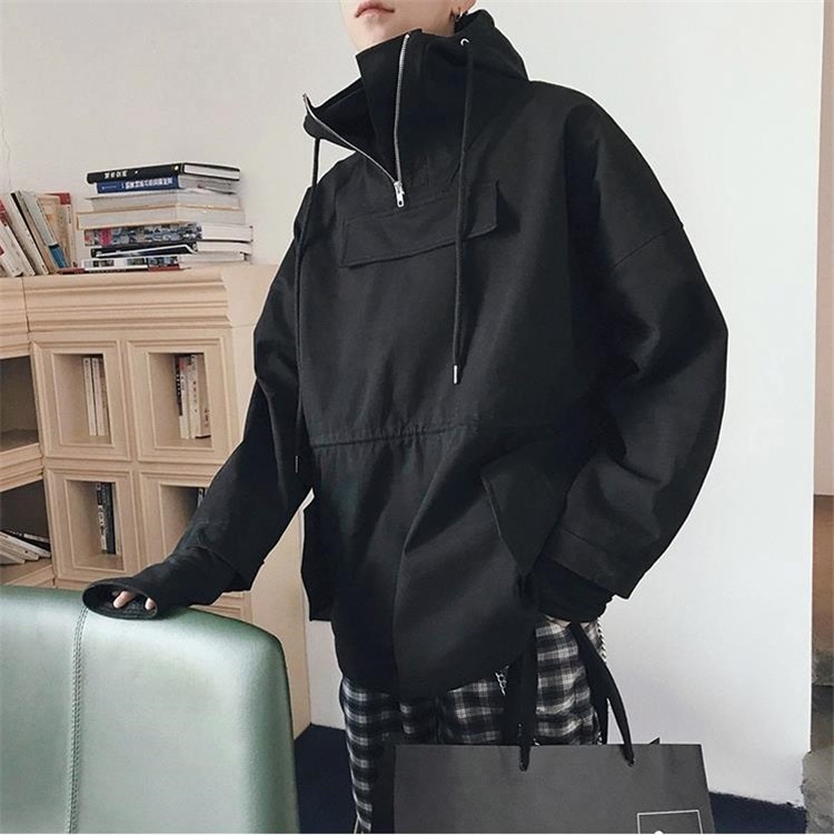 [55555SHOP]韓国ファッション 新品スニーカー大人気 ポップなファッション　フートつき　ジャケット　アウター　　ゆったり メンズ