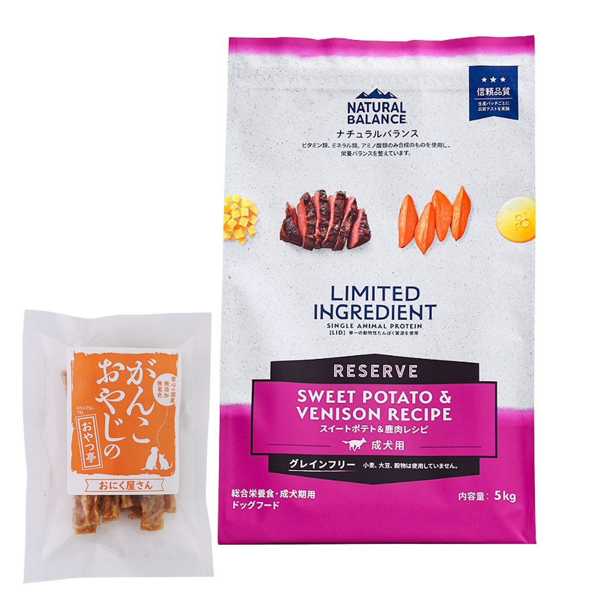LIDグレインフリー 成犬用 スイートポテト&鹿肉 5kg【国産たじま鶏ジャーキー20g付き】