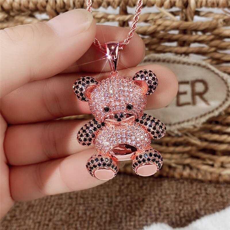女性のためのかわいいベアペンダントネックレス,婚約,結婚式,ダンス,パーティー,高級フ