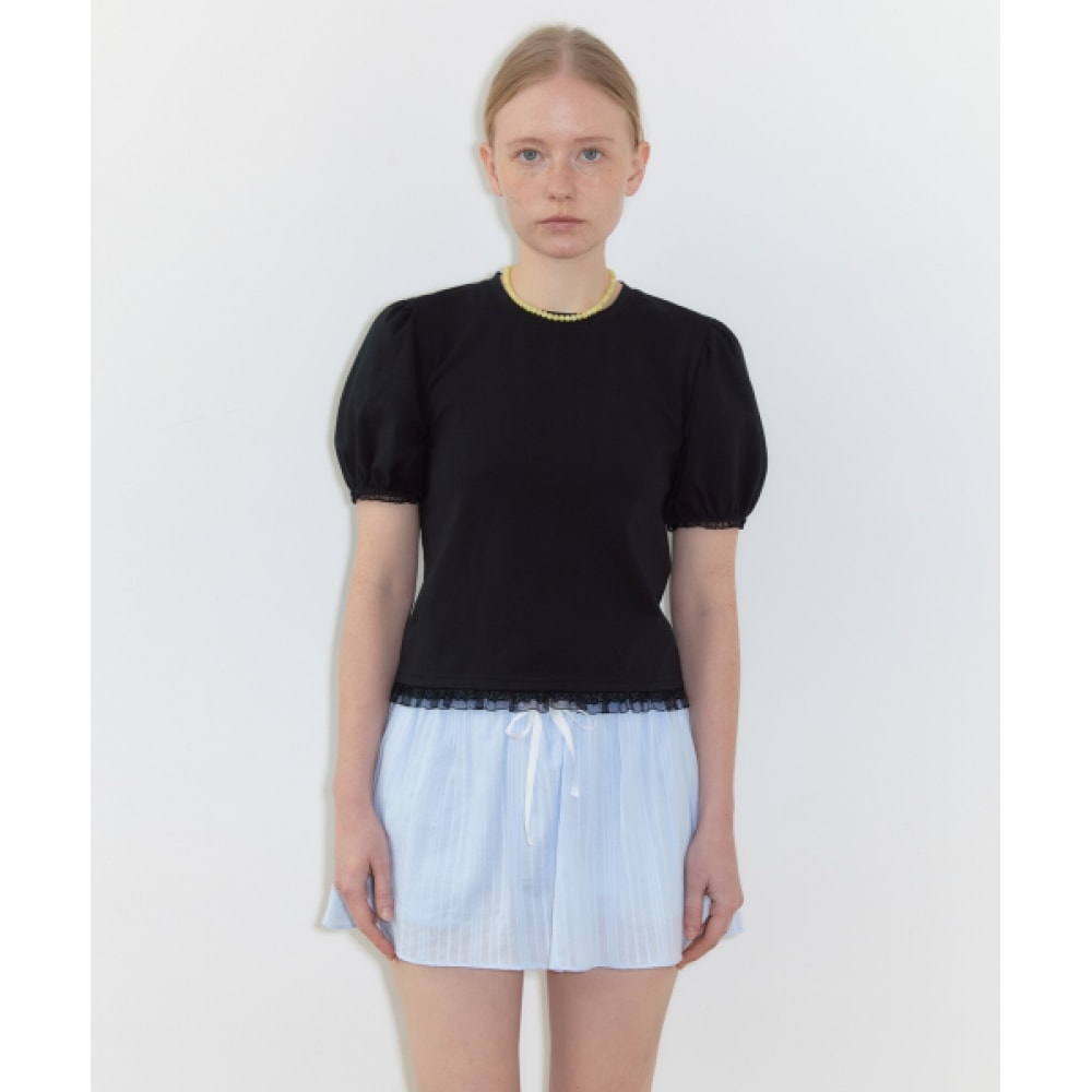 SINOON ダブルレースパフ Tシャツ (ブラック)