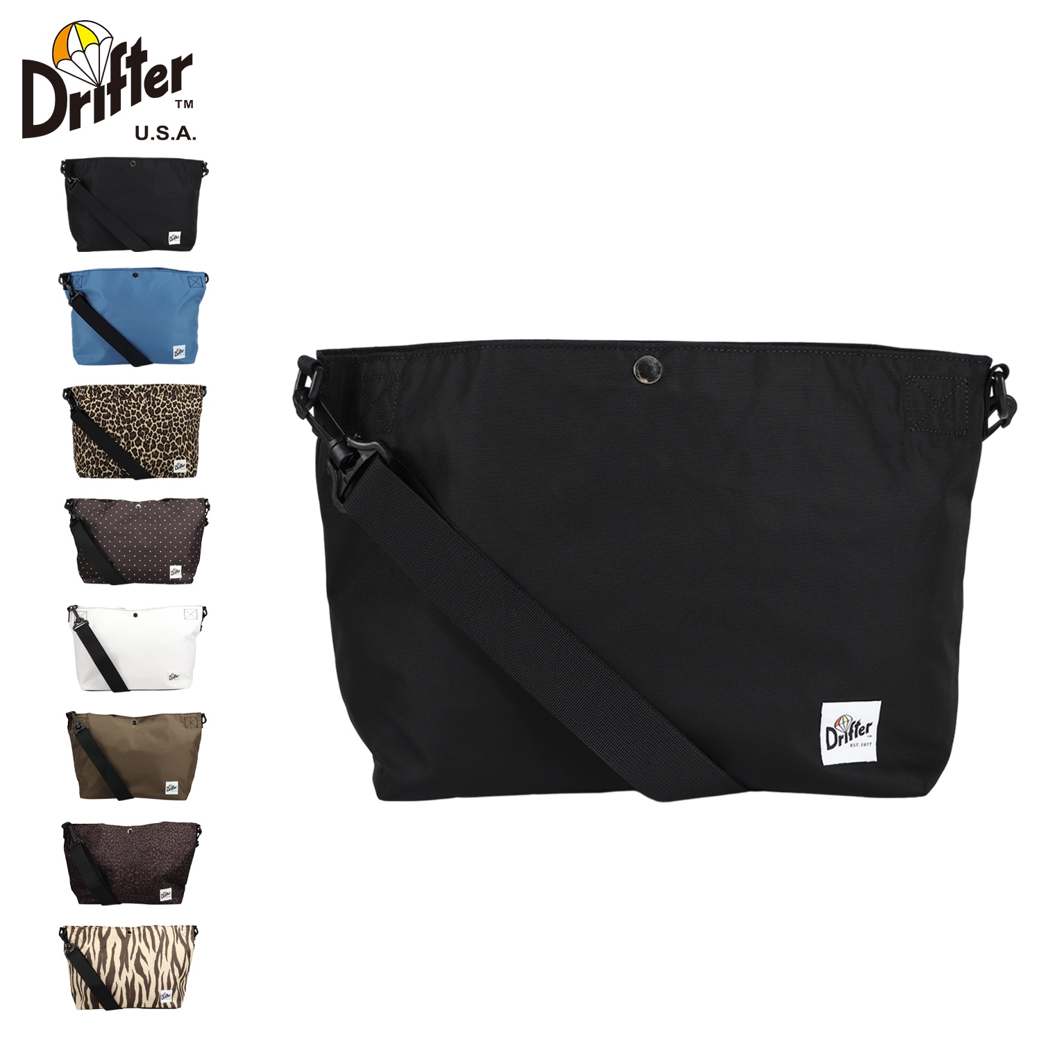 ショルダーハンドバッグ メンズ レディース 斜め掛け 2WAY ブラック ブルー レオパード 黒 V1640