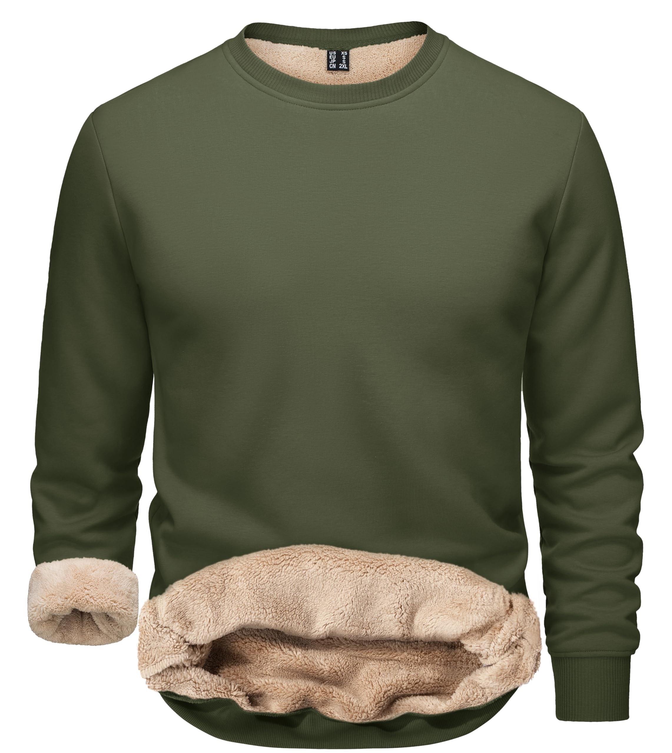 [TACVASEN] トレーナー メンズ 裏起毛 冬用 柔らかい スウェット 丸首 無地 カジュアル 通勤 上着 スウェットシャツ 長袖 肌触り良い トップス アーミーグリーン M 6,619円