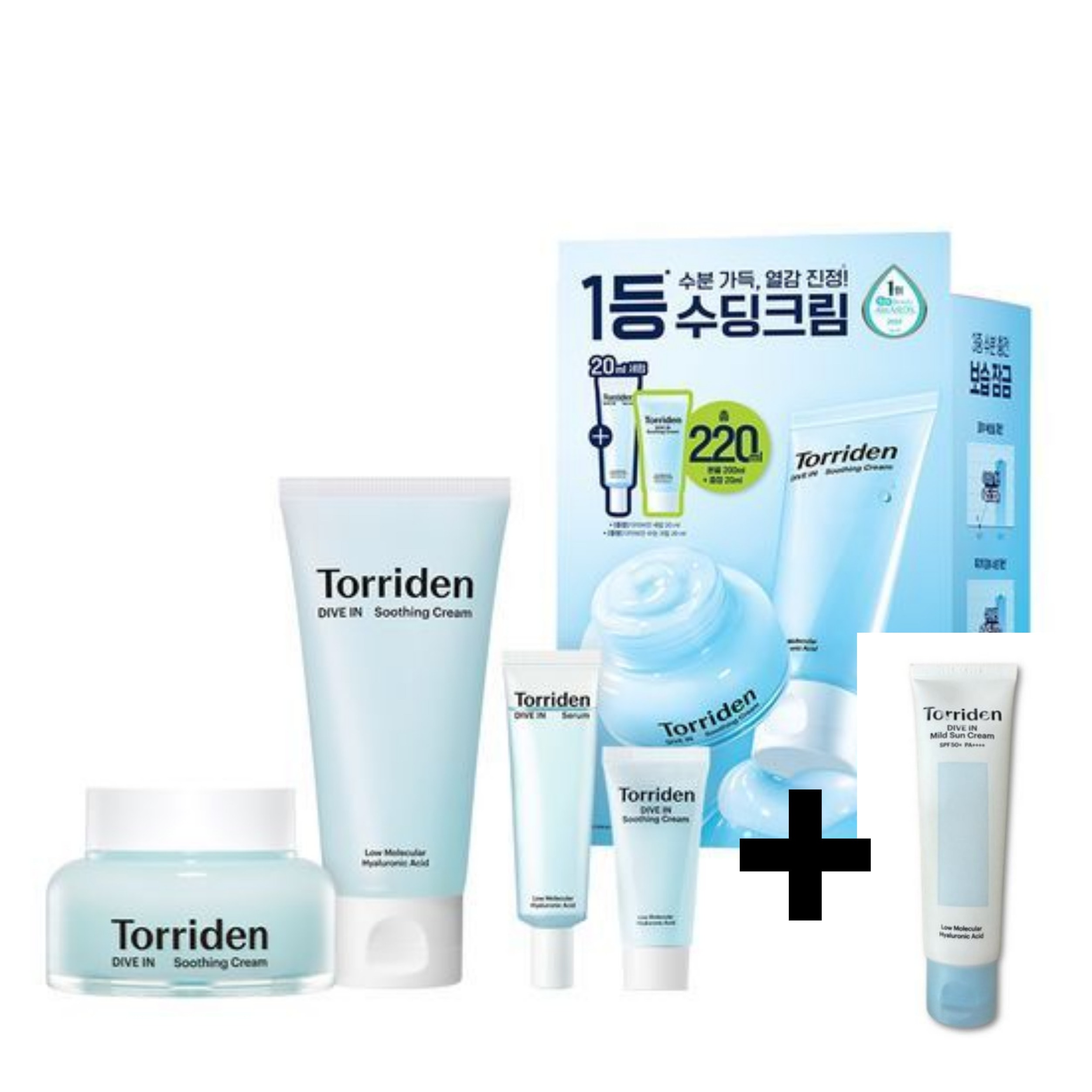 ダイブイン スージングクリーム 100ml+100ml (+ スージングクリーム 20ml+セラム 20ml)+日焼け止め SPF50+ PA++++, 60ml 1EA