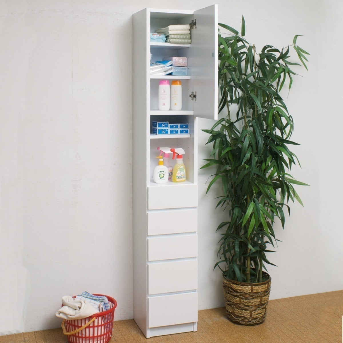 ランドリーチェスト 幅30cm ランドリー収納 サニタリー収納 洗面 ハイチェスト タンス 引き出し 完成品 国産 幅30cmランドリー収納