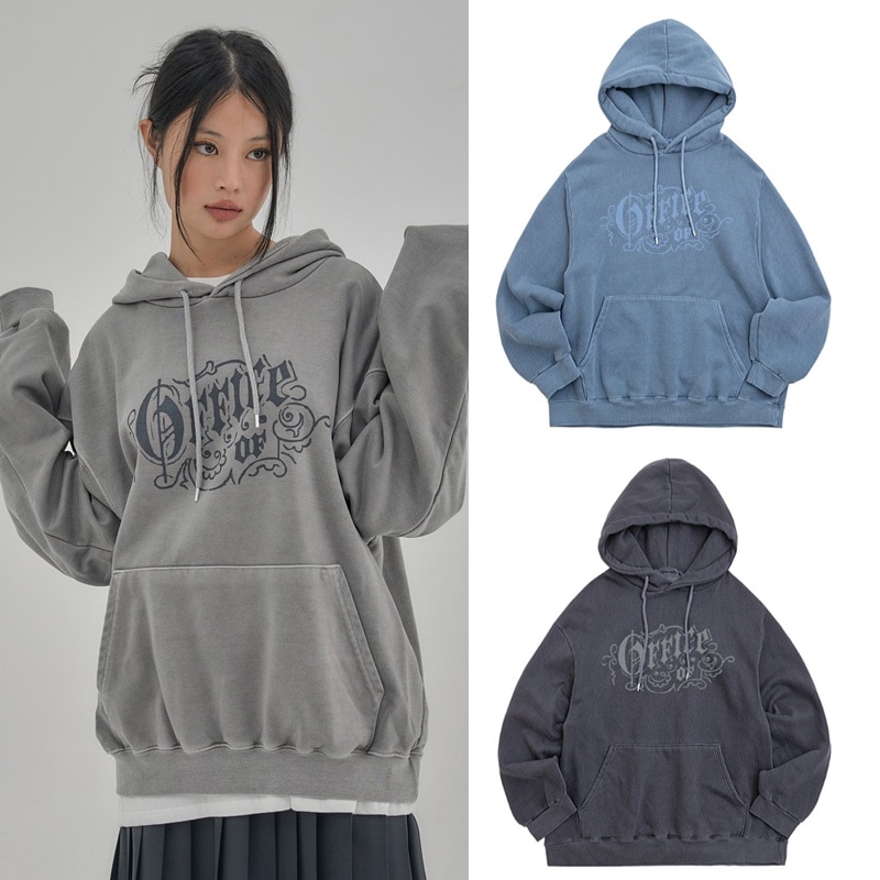 オコボ[韓国人気ファッション]オフィス ピグメント フーディー(3色) 韓国人気ブランド 秋冬トップス レディース