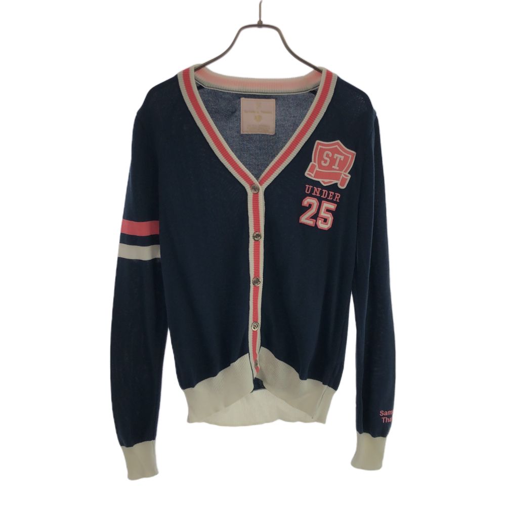 刺繍 ゴルフ 長袖 ニット カーディガン M ネイビー×ホワイト レディース 4,855円