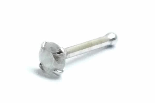 14金 ホワイトゴールド ダイヤモンド クラリティ PK2 3.0mm 鼻ピアス 18G ボディピアス 18ゲージ 本物 高級 ノストリル 男性 女性 プレゼント 誕生日 w14pk2-nst-30
