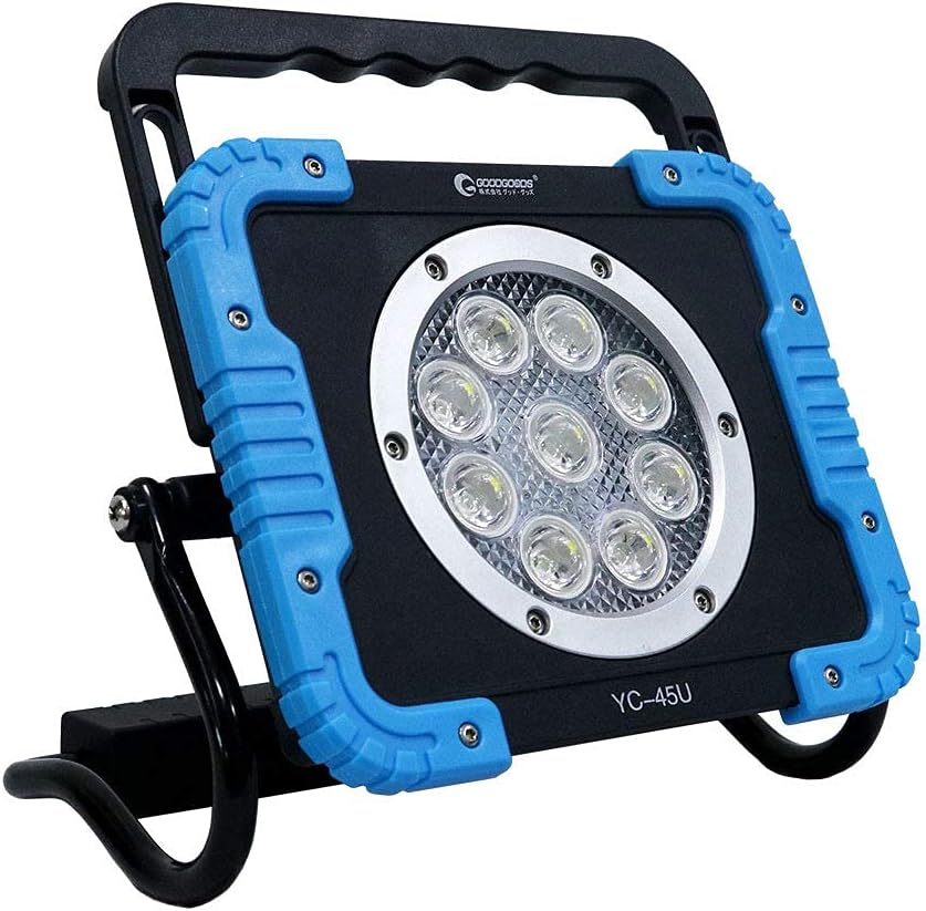 GOODGOODS led投光器 充電式 作業灯 45W IP65 防水 スマホ充電 昼白色 超高輝 携帯型 屋外照明 ワークライト 災害グッズ 停電対策 4500LM 強力マグネット アウトドア 集