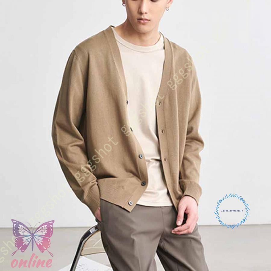 カーディガン メンズ ニット Vネック セーター 長袖 ベーシック 無地 羽織 薄手 ジャケット ビジネス カジュアル 春 秋 冬 通勤 通学 普段着 おしゃれ 通気性