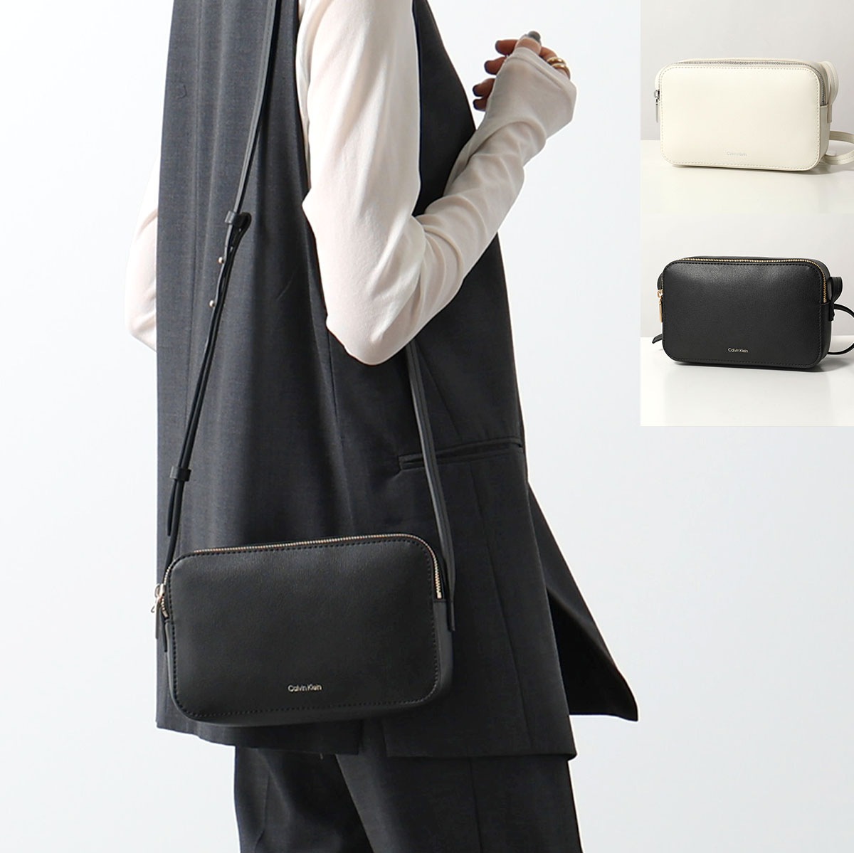 Calvin Klein カルバンクライン ショルダーバッグ FOIL LOGO ELONGATED CAMERA BAG フォイル ロゴ イロゲイテッド カメラバッグ LV04F3276G 鞄 カラ