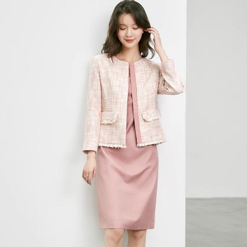 ビジネス　スーツ　ジャケット OFFIY イギリスの バラのの 豊かな 娘の 細かい 輝きの ハイエンド 小 翔 ピンクの スーツ ジャケット 女性