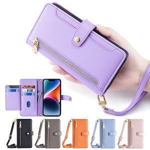 Asus Zenfone 9 多機能財布 手帳型携帯電話保護レザーケース Zenfone 8 ダブル収納 カード お札 斜め ショルダーストラップ 保護ケース 6色