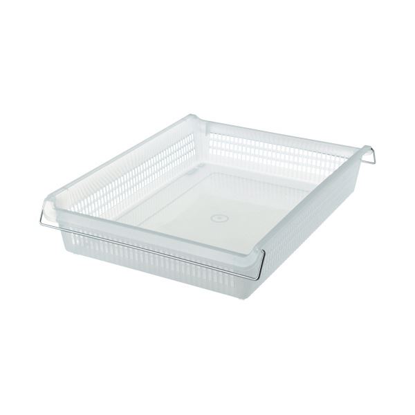 （まとめ）伊藤忠リーテイルリンクスタックトレーメタルハンドル付 浅型大 ホワイト STA3S-N 1個[x5セット]