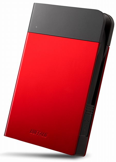 ICカードロック解除対応MILスペック耐衝撃ボディー防滴・防塵ポータブルHDD 2TB レッド HD-PZN2.0U3-R